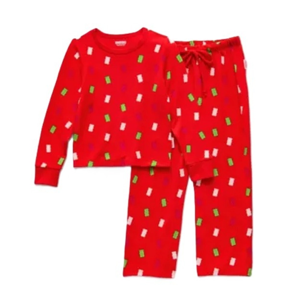 Haribo Kids Unisex Pajama Set Red Gummy Bear Print Long‎ Sleeve 2 Piece 3T